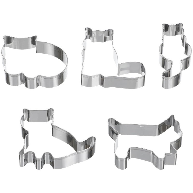 Stainless Steel Cat Cookie Cutters Set 5pcs Baking Molds for Festival Biscuit Decorating DIY - Image 2