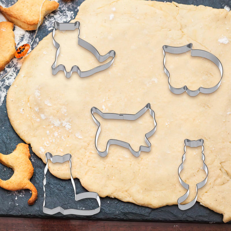 Stainless Steel Cat Cookie Cutters Set 5pcs Baking Molds for Festival Biscuit Decorating DIY - Image 5