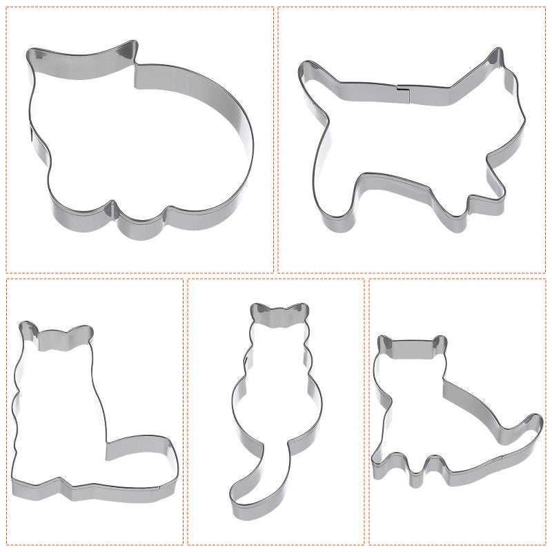 Stainless Steel Cat Cookie Cutters Set 5pcs Baking Molds for Festival Biscuit Decorating DIY - Image 4