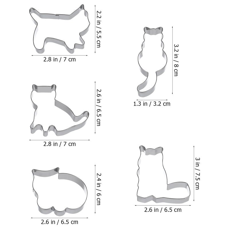 Stainless Steel Cat Cookie Cutters Set 5pcs Baking Molds for Festival Biscuit Decorating DIY - Image 3