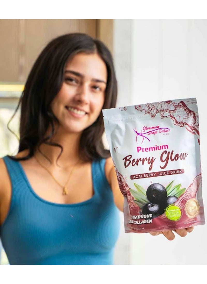 Cris Cosmetics Glowming Shape Detox Premium Berry Glow Acai Berry Juice Drink with Glutathione & Collagen 10 Sachets x 20g  - Image 2