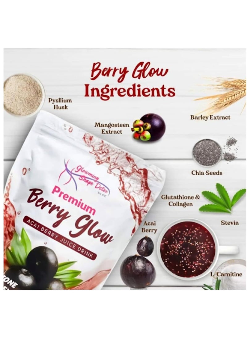 Cris Cosmetics Glowming Shape Detox Premium Berry Glow Acai Berry Juice Drink with Glutathione & Collagen 10 Sachets x 20g  - Image 3