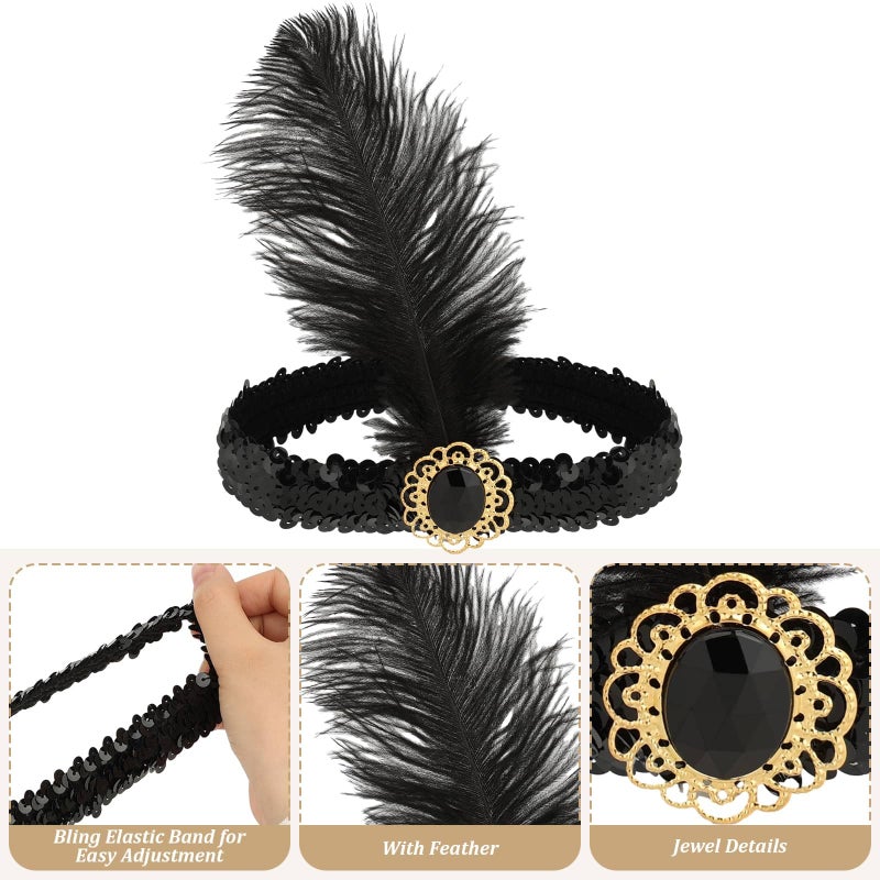 cridoz Great Gatsby Accessories for Women, Flapper Costume Accessories 1920s Roaring 20s Accessories for Women - Image 3