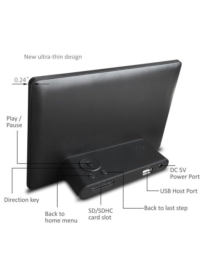 Sungale DPF710 7" Digital Photo Frame with Ultra Slim Design; Plug in SD card or USB Flash drive and enjoy HD slideshow - Image 2
