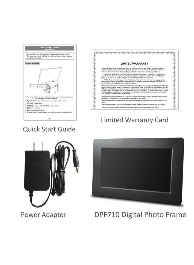 Sungale DPF710 7" Digital Photo Frame with Ultra Slim Design; Plug in SD card or USB Flash drive and enjoy HD slideshow - Image 4
