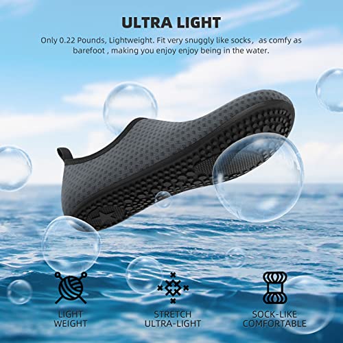 ATHMILE Water Socks for Women Men Adult Aqua Swim Shoes Beach River Pool Barefoot Yoga Exercise Wear Sport Accessories Quick-Dry Must Haves Size 8.5-9.5Women/7.5-8.5Men(Grey-NW002) - Image 4