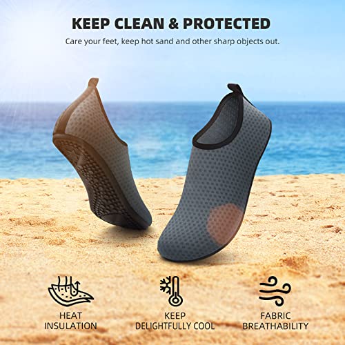 ATHMILE Water Socks for Women Men Adult Aqua Swim Shoes Beach River Pool Barefoot Yoga Exercise Wear Sport Accessories Quick-Dry Must Haves Size 8.5-9.5Women/7.5-8.5Men(Grey-NW002) - Image 2