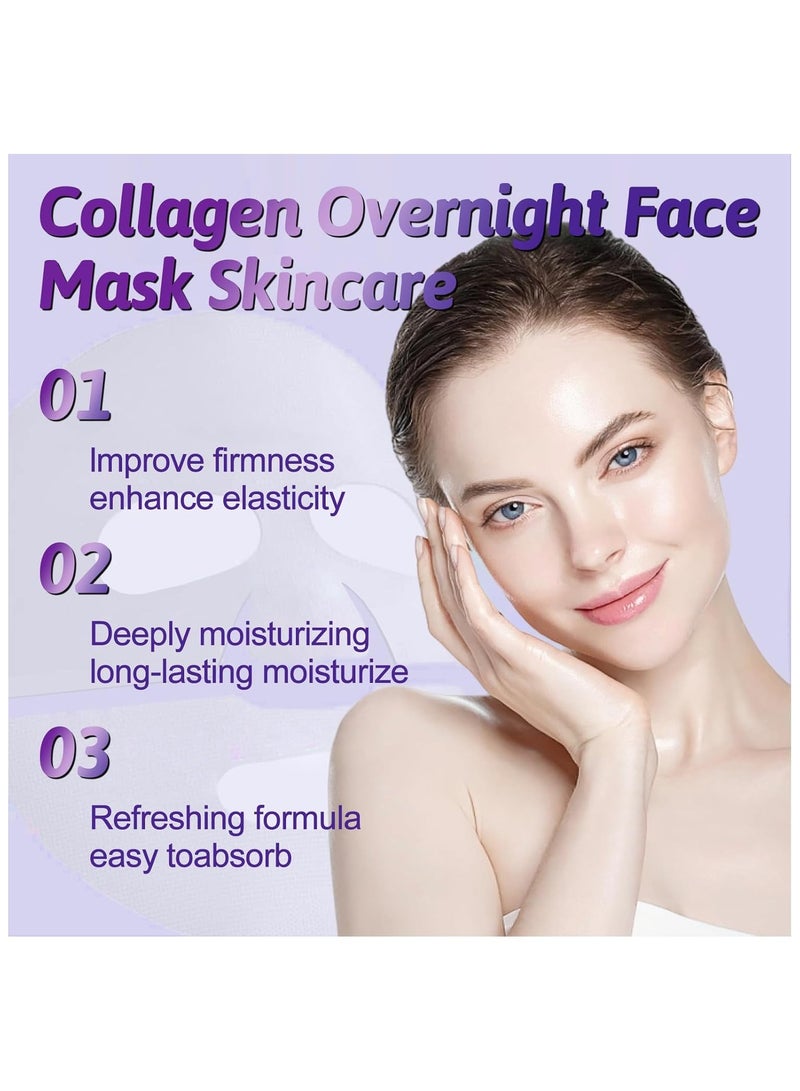 POUQUR 10 PCS Korean Face Masks, Collagen Mask for 4X Smoother & Brighter Skin, Deep Hydrating & Moisturizing, Skin Repair, Firming & Anti-Wrinkle Facial Sheet Mask - Image 3