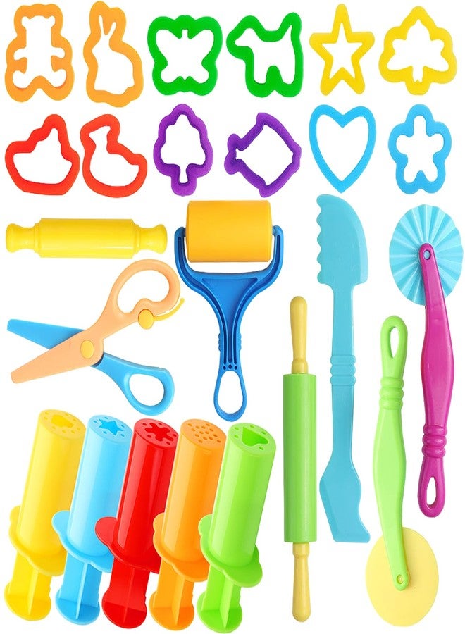 iShyan Dough Tools for Kids, 24 Pieces Dough Play Tools Set with Rolling Pins,Cutters,Dough Extruders,Scissor - Image 1