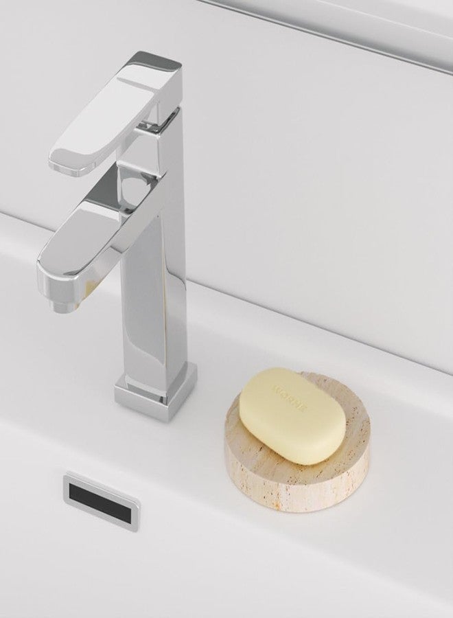 WORHE Marble Soap Dishes Natural Travertine Stone Sponge Holder for Bathroom Tub Shower Kitchen Sink, Handcraft Round Soap Case Trinket Plate Jewelry Tray Coaster for Home Decor Color Beige (WH046) - Image 4