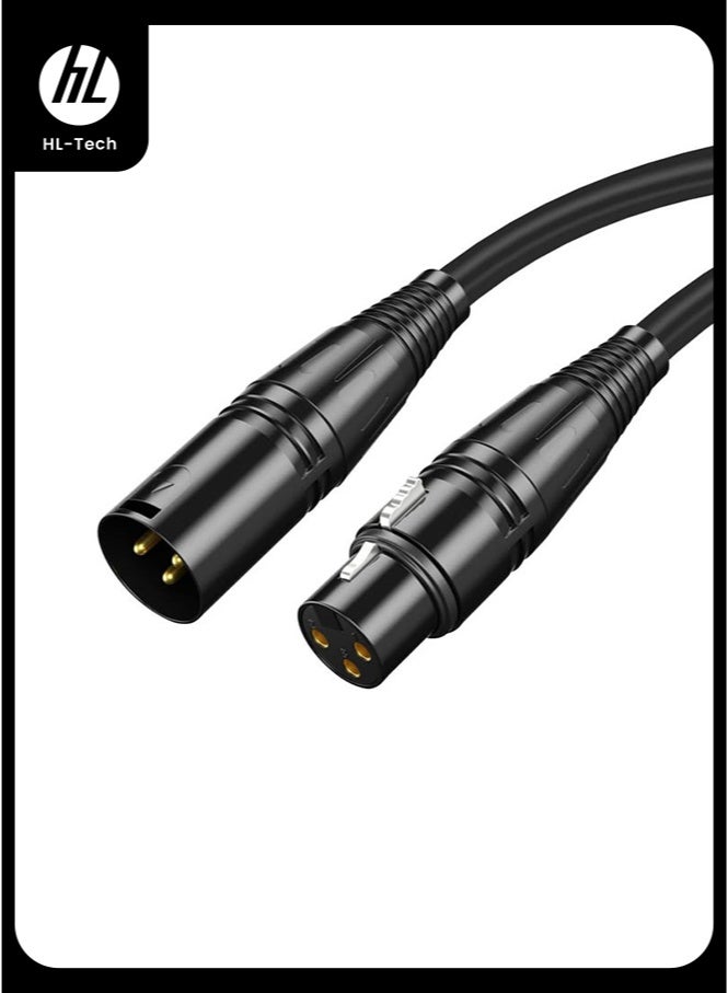 HL-Tech XLR Male to Female Microphone Cable, 3-Pin Balanced Extension Cable, Suitable for Recording, Mixing, Speaker Systems, DMX Lighting, Mixing, and Amplifiers 3m - Image 1