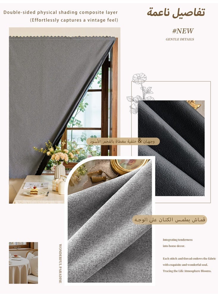 OHTEX HOME ستارة تعتيم ذاتية اللصق بملمس الكتان الصناعي – تركيب سريع بدون حفر، عزل حراري وحماية للخصوصية، مناسبة لمختلف النوافذ مع شريط فيلكرو اللاصق - Image 5