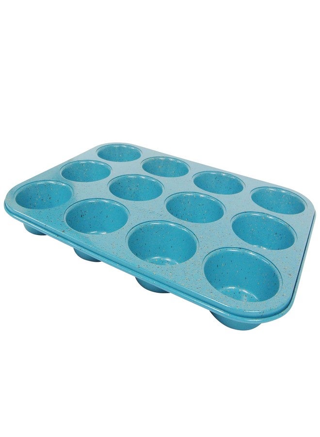 casaWare Ceramic Coated NonStick 12 Cup Muffin Pan (Blue Granite) - Image 2