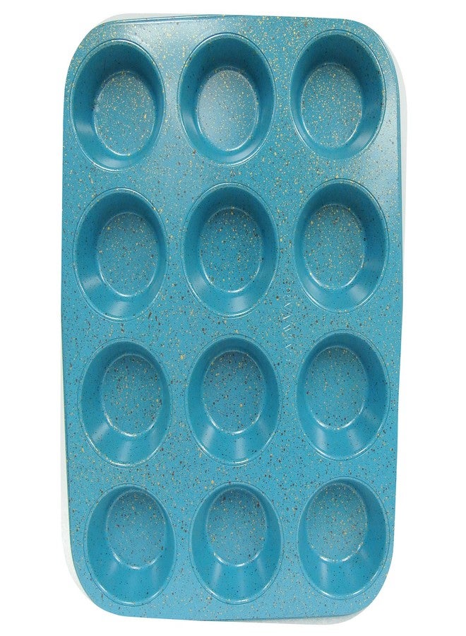 casaWare Ceramic Coated NonStick 12 Cup Muffin Pan (Blue Granite) - Image 3