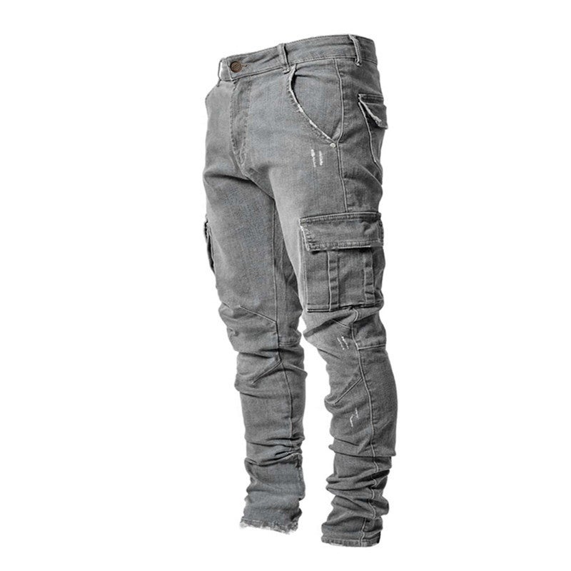 Europe And America Wish Multi-Bag Leggings Slim Slim Denim Overalls - Image 5