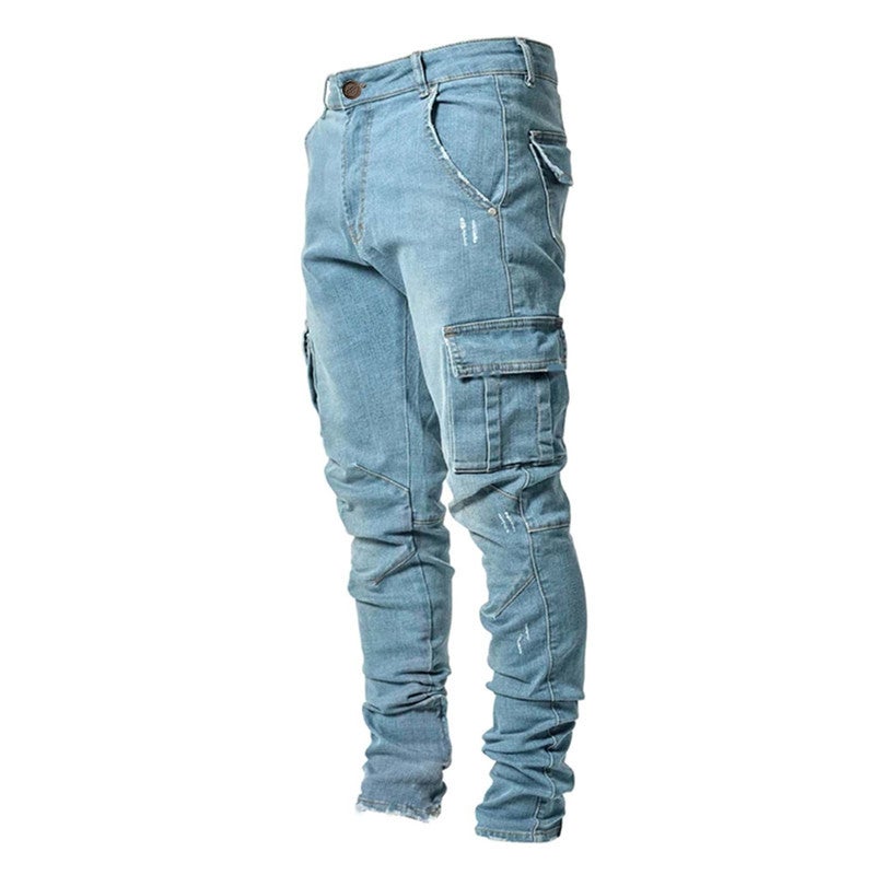 Europe And America Wish Multi-Bag Leggings Slim Slim Denim Overalls - Image 1