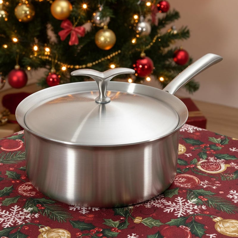 USELUCK 3 Quart 5-Ply Stainless Steel Saucepan with Lid – Induction-Compatible, Oven Safe, Non-Toxic & Even Heat Distribution – Professional Cookware for Home & Restaurant Kitchens - Image 2