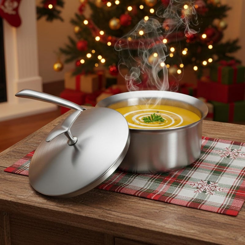 USELUCK 3 Quart 5-Ply Stainless Steel Saucepan with Lid – Induction-Compatible, Oven Safe, Non-Toxic & Even Heat Distribution – Professional Cookware for Home & Restaurant Kitchens - Image 3