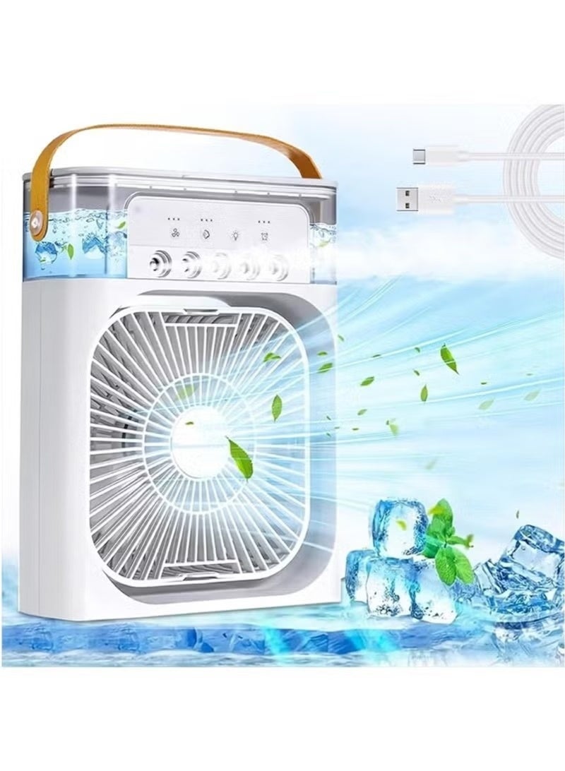 Portable Cooler Fan, Air Conditioner Mini Fan, USB Desk Portable Air Conditioner 3 Wind Speed 7 Colors LED Light 680ml Water Tank, Rechargeable Fan Evaporative Air Cooler for Room Office - Image 1