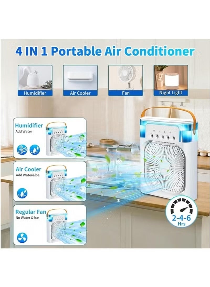 Portable Cooler Fan, Air Conditioner Mini Fan, USB Desk Portable Air Conditioner 3 Wind Speed 7 Colors LED Light 680ml Water Tank, Rechargeable Fan Evaporative Air Cooler for Room Office - Image 4