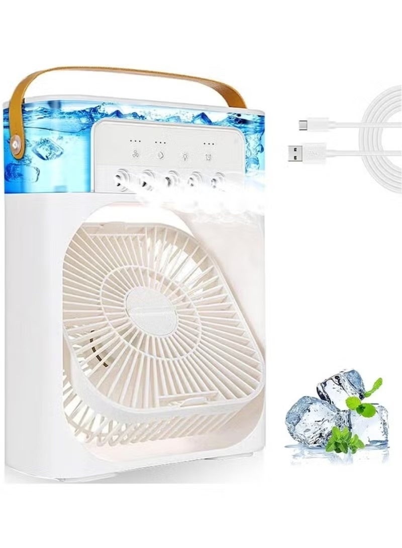 Portable Cooler Fan, Air Conditioner Mini Fan, USB Desk Portable Air Conditioner 3 Wind Speed 7 Colors LED Light 680ml Water Tank, Rechargeable Fan Evaporative Air Cooler for Room Office - Image 2