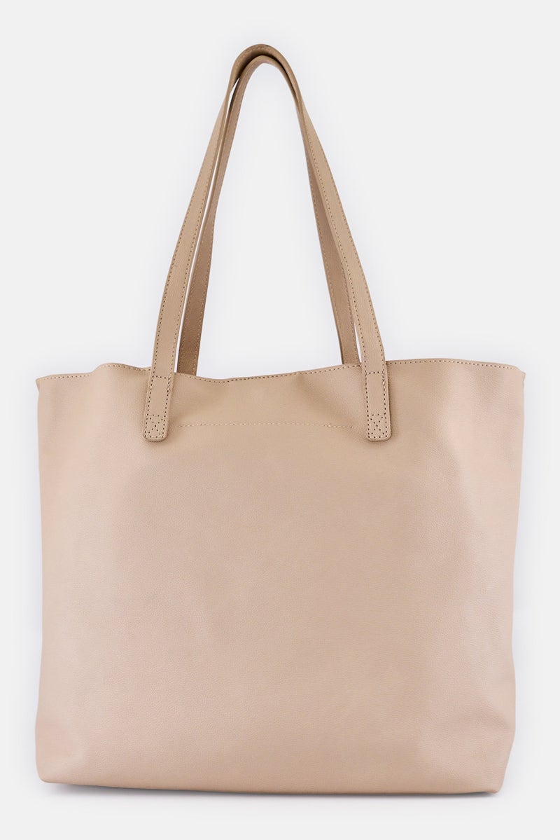 Jenny Women 2 Pcs Brand Logo Tote Bag With Crossbody Bag, Beige - Image 4