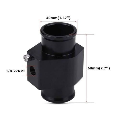 LZKZPY Universal Water Temp Joint Pipe Water Temp Temperature Joint Pipe Sensor Gauge Radiator Hose Adapter, (Black, 40mm) - Image 2