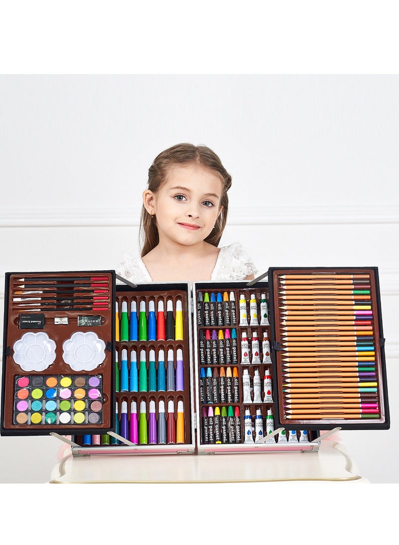 موثوقية التنبؤ مجموعة لوازم فنية مكونة من 145 قطعة، حقيبة أدوات رسم فنية محمولة مع قلم ألوان مائية، ألوان باستيل زيتية، قلم رسم، ممحاة وأكثر من ذلك، مجموعة رسم فنية فاخرة للفنانين المبتدئين والجادين (وردي) - Image 5