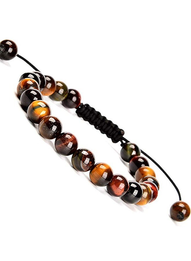 YALILAI Natural Healing Power Gemstone Crystal Beads Unisex Adjustable Macrame Bracelets 8mm - Image 1