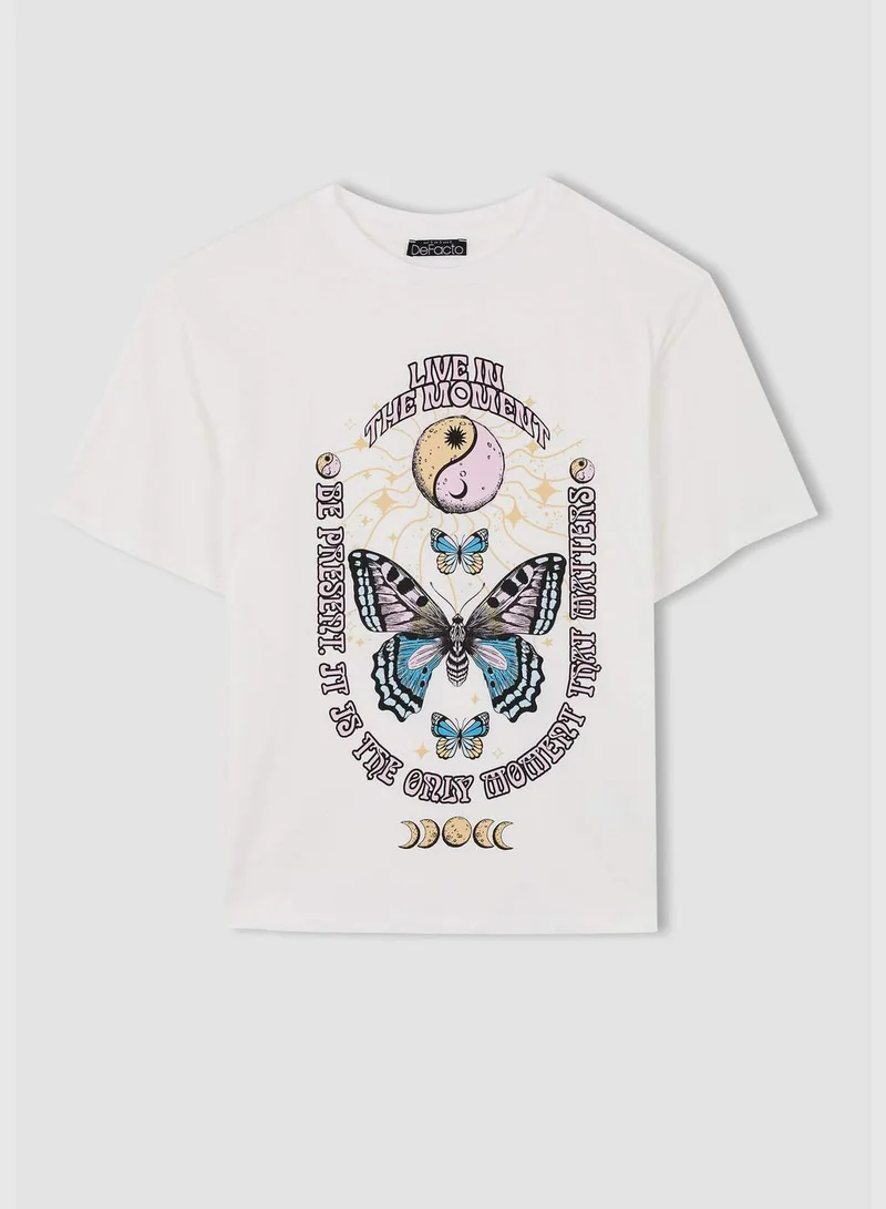 ديفاكتو Woman Regular Fit Crew Neck Short Sleeve T-Shirt