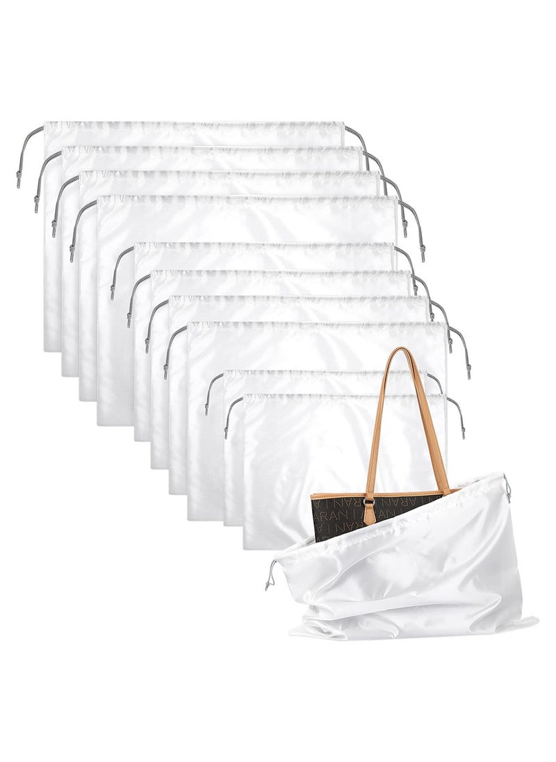 KASTWAVE - Dust Bags for Handbags,  Silk Drawstring Travel Storage Pouch, Dust Cover Bags for Purses, Clothes, Shoes, Toys and Boots, 10 Pcs, 3 Sizes (White) - Image 1