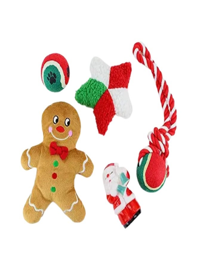 Midlee Toy Filled Christmas Dog Stocking Gift Set (14")- Squeaky Plush Ball Rope Holiday Pet Present - Image 3