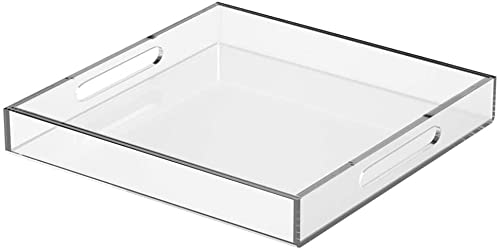 Lyptus Herb Lyptus Clear Durable AntiSlip Acrylic Tray with Handles 10102 Inch Spill Proof Scratch Proof Serving Tray Safe Edge Organizer Tray Decorative Tray for Living Room Kitchen Coffee Table - Image 1