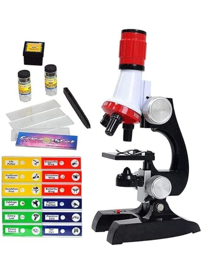 Little World Microscope Kit - Beginner Science Kit, Educational Toy with Prepared Slides 12 pcs, Magnification 1200X 400X 100X, Microscope for Kids, Birthday Gifts