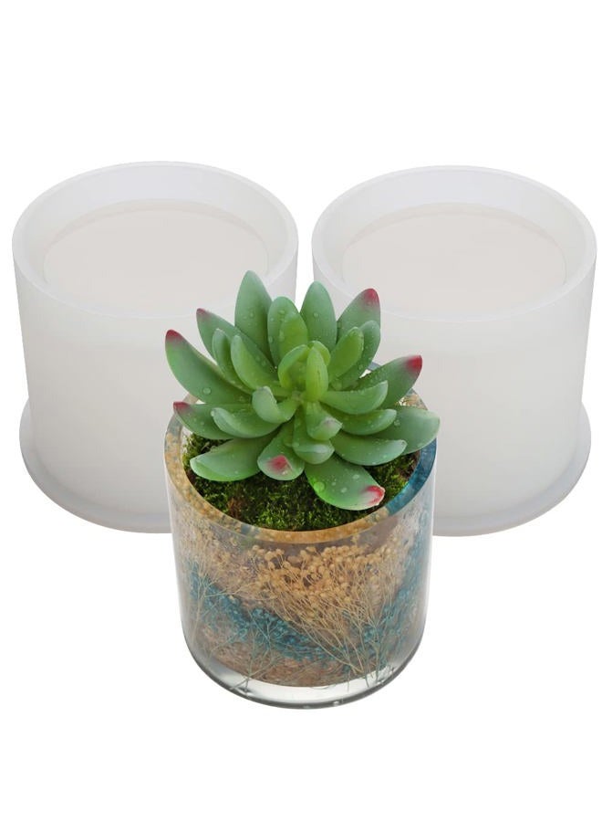 VTurboWay 2 Pack Big DIY Cylinder Resin Silicone Molds, 2.95" x 2.95" - DIY Flower Pot & Pen Holder Molds - Image 1