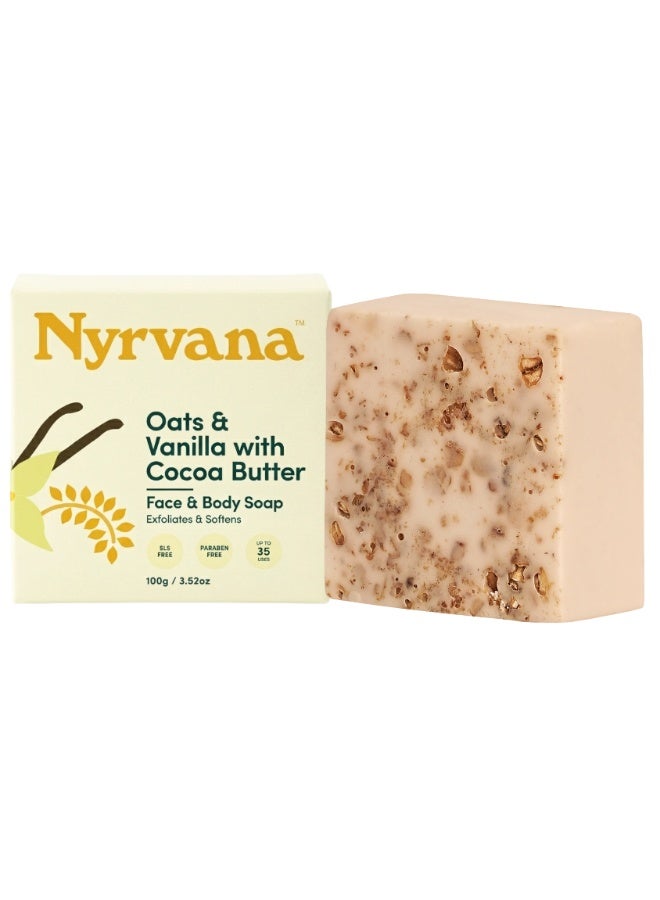Nyrvana Oats & Vanilla with Cocoa Butter Soap 100g (3.52 oz) | Soothes Eczema & Sensitive Skin | Deep Moisturising | Natural Soap for Dry & Reactive Skin - Image 1