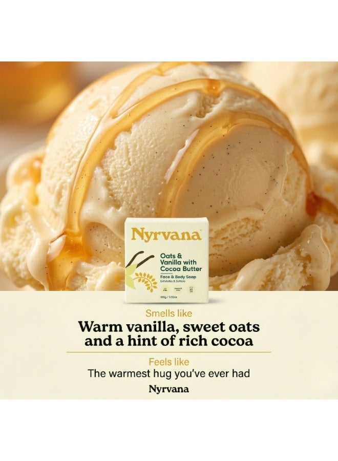 Nyrvana Oats & Vanilla with Cocoa Butter Soap 100g (3.52 oz) | Soothes Eczema & Sensitive Skin | Deep Moisturising | Natural Soap for Dry & Reactive Skin - Image 2