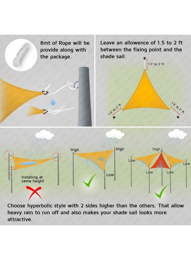 Hippo HIPPO Triangle Shade Sail Affordable & Premium 230 GSM Sun Shade UV Block for Outdoor Car Parking Garden (Persian-Beige, 16FTX16FTX16FT) - Image 5
