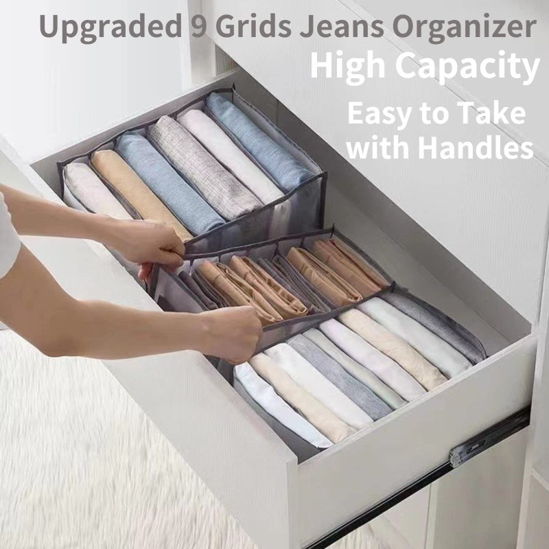 Wardrobe Clothes Organizer with Compartments, Foldable Storage Bins for Jeans, T-Shirts and More, Grey, 25 x 20 x 36 cm, 2 Packs - Image 5
