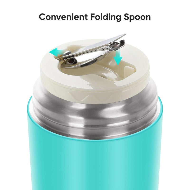 DaCool Insulated Lunch Container Hot Food Jar 24 oz Stainless Steel Vacuum Bento Lunch Box for Adult with Spoon Leak Proof Hot Food Insulated Container for Office Picnic Travel Outdoors, Cyan Blue - Image 5