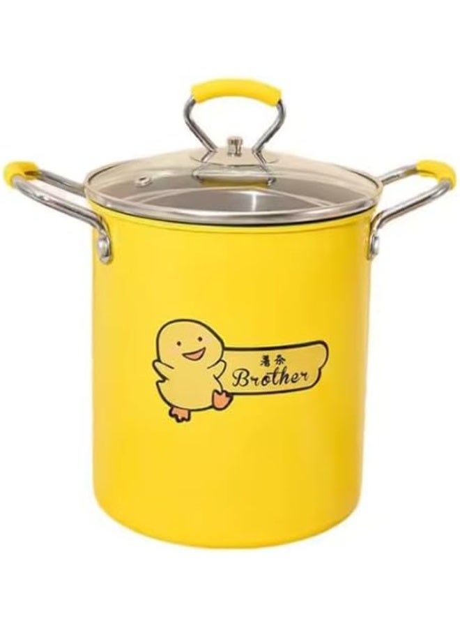 سبيس شوب قدر مع سلة، غطاء زجاجي متين مقاوم للحرارة، سلة قلي سلكية، ومقبض من الفولاذ المقاوم للصدأ لسهولة الاستخدام، سعة 3 لترات. - Image 1