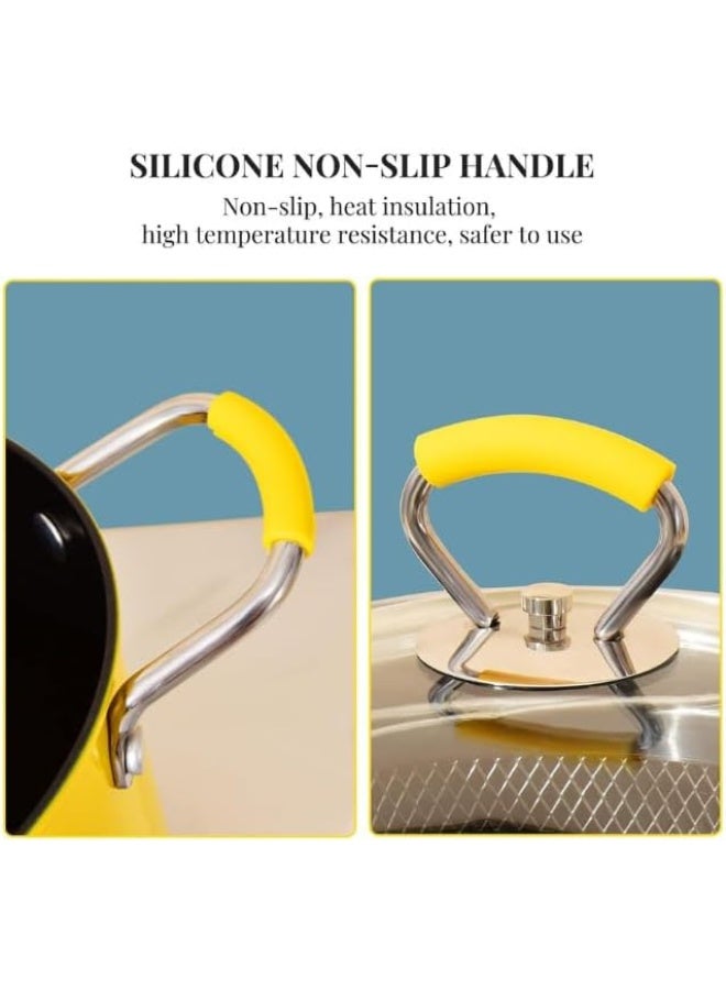 سبيس شوب قدر مع سلة، غطاء زجاجي متين مقاوم للحرارة، سلة قلي سلكية، ومقبض من الفولاذ المقاوم للصدأ لسهولة الاستخدام، سعة 3 لترات. - Image 5