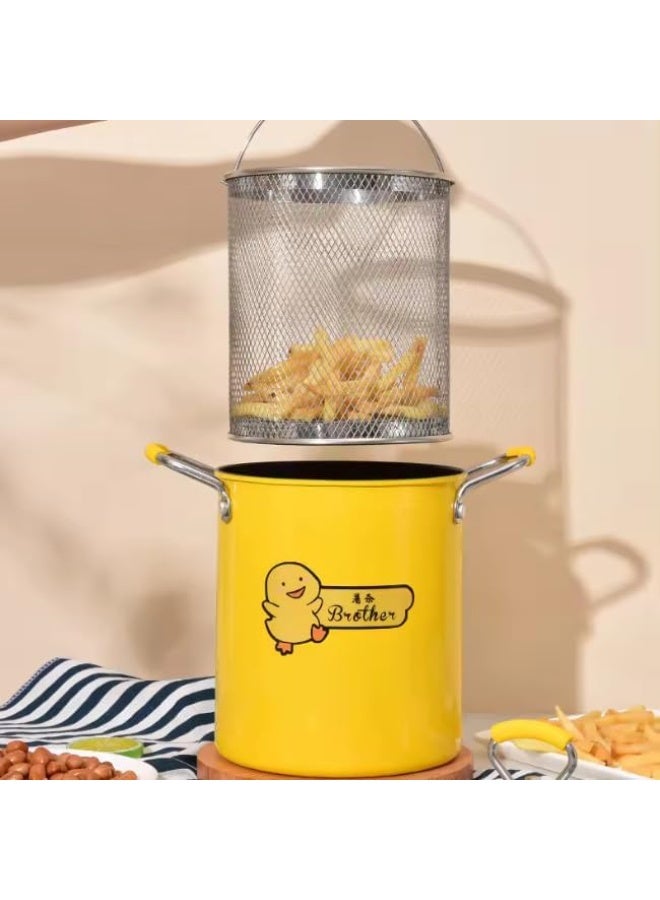 سبيس شوب قدر مع سلة، غطاء زجاجي متين مقاوم للحرارة، سلة قلي سلكية، ومقبض من الفولاذ المقاوم للصدأ لسهولة الاستخدام، سعة 3 لترات. - Image 2