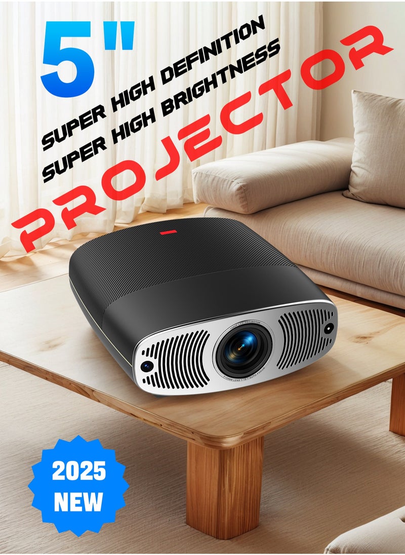 Mi VAZA - 2025 New 5-inch LCD 2GB+32GB Projector -Ultra-Bright Even in Daylight -1080P HD - Built-in Dual 10W Hi-Fi Speakers with Dolby Audio support-Support 4K - Auto Focus - Auto Obstacle Avoidance - Wireless Screen Mirroring - Dual Speakers - Dual-band WiFi - Portable Mobile Home Theater - Suitable for Games, Office, Movies - Support HDMI, USB, Audio - Image 1