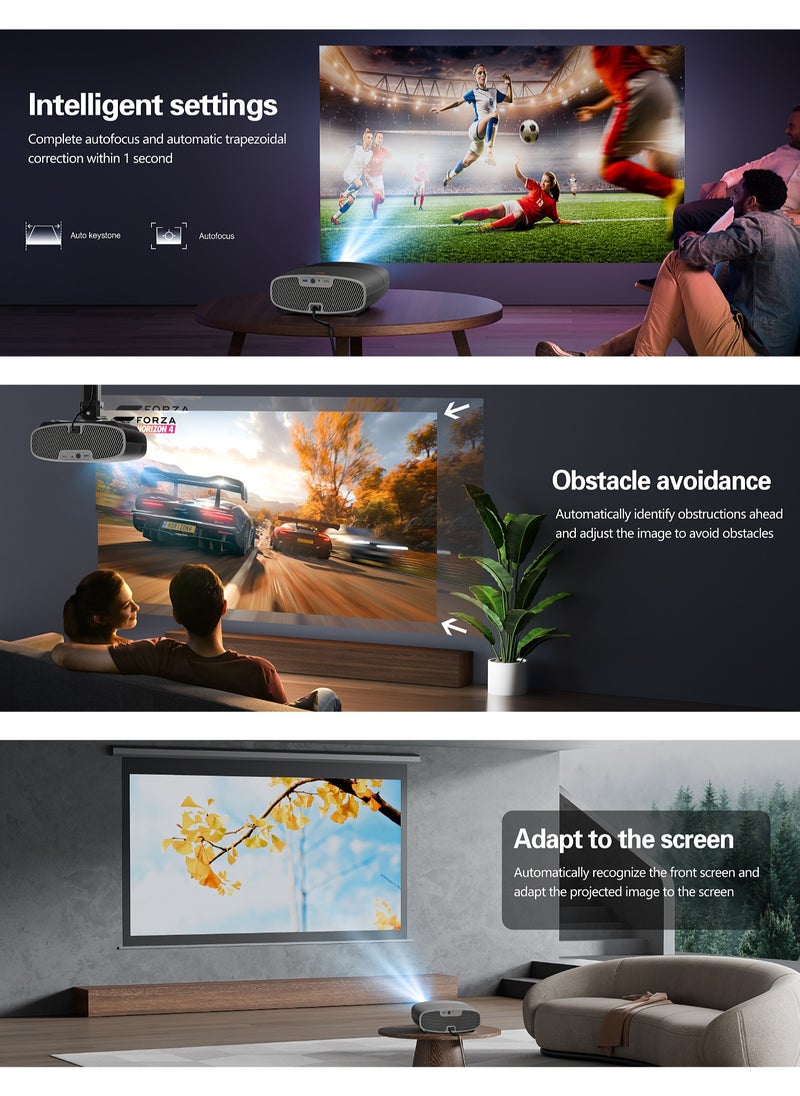 Mi VAZA - 2025 New 5-inch LCD 2GB+32GB Projector -Ultra-Bright Even in Daylight -1080P HD - Built-in Dual 10W Hi-Fi Speakers with Dolby Audio support-Support 4K - Auto Focus - Auto Obstacle Avoidance - Wireless Screen Mirroring - Dual Speakers - Dual-band WiFi - Portable Mobile Home Theater - Suitable for Games, Office, Movies - Support HDMI, USB, Audio - Image 1