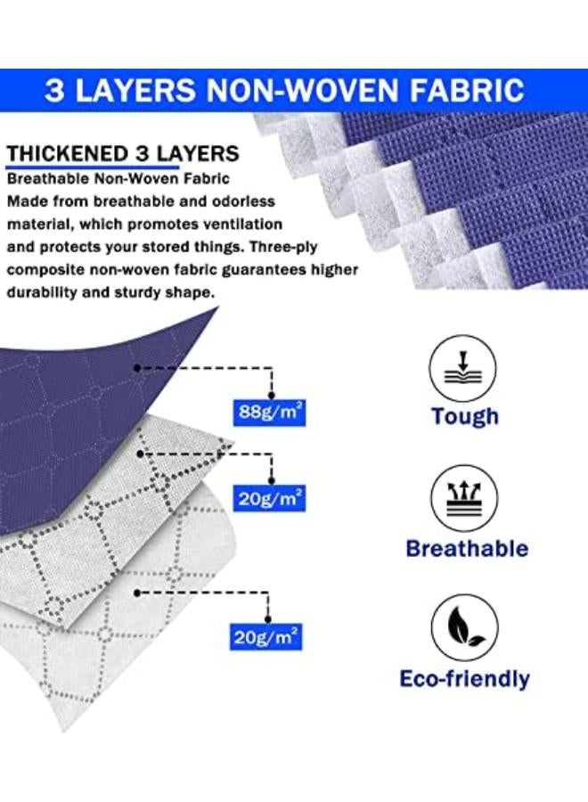 Clothes Storage Bag Organizer, [3 Pack] Large Capacity Reinforced Handle Thick Fabric For Comforters, Blankets, Bedding, Foldable & Sturdy Zipper, Clear Window, Under Bed Storage (Navy Blue) - Image 4