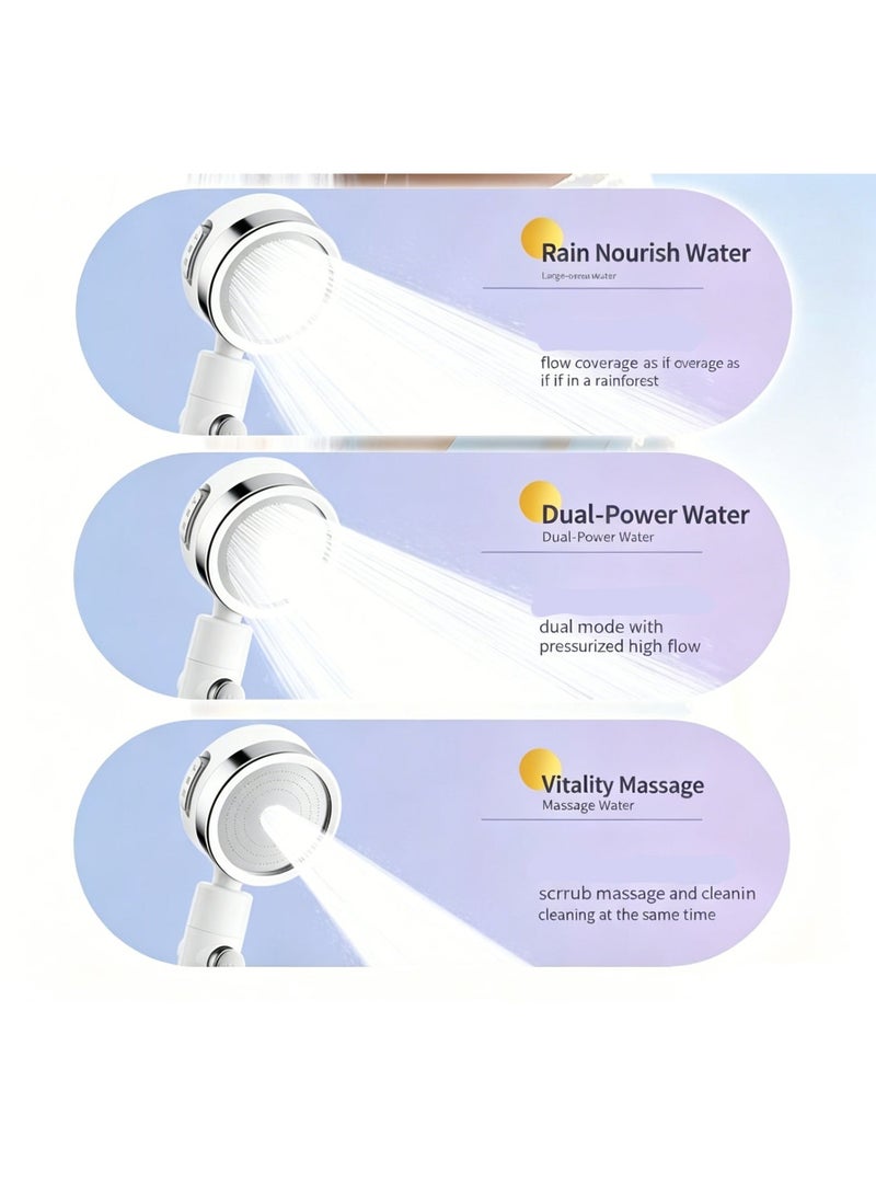 Filtered shower head, three-speed pressurized shower head, handheld shower head hose, complete shower head set - Image 2