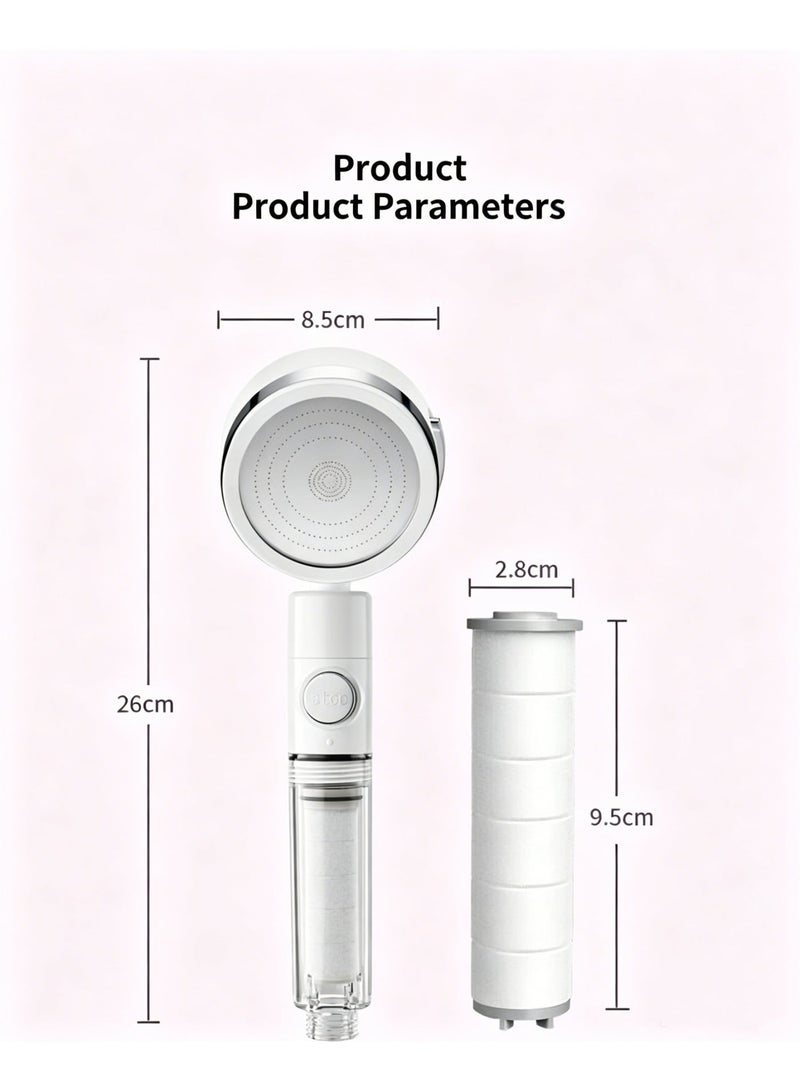 Filtered shower head, three-speed pressurized shower head, handheld shower head hose, complete shower head set - Image 1