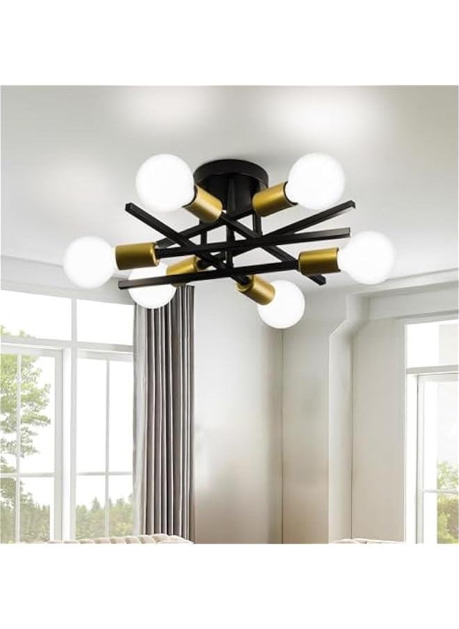 Arabest Modern Black and Gold Sputnik Ceiling Light Fixture for Bedroom and Hallway  - Image 1