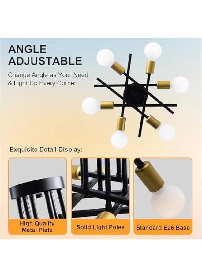 Arabest Modern Black and Gold Sputnik Ceiling Light Fixture for Bedroom and Hallway  - Image 5